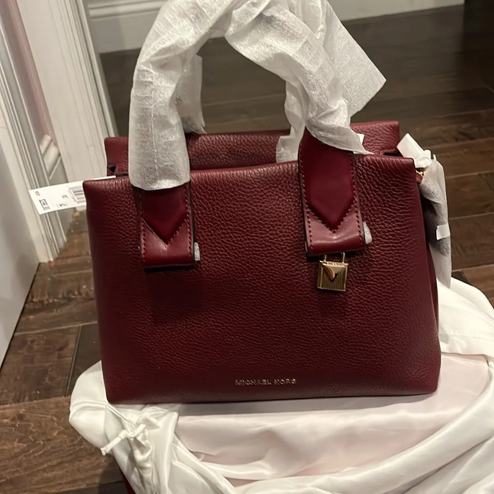 NWT- Michael Kors Rollins Red Small Leather Satchel - Picture 5 of 9